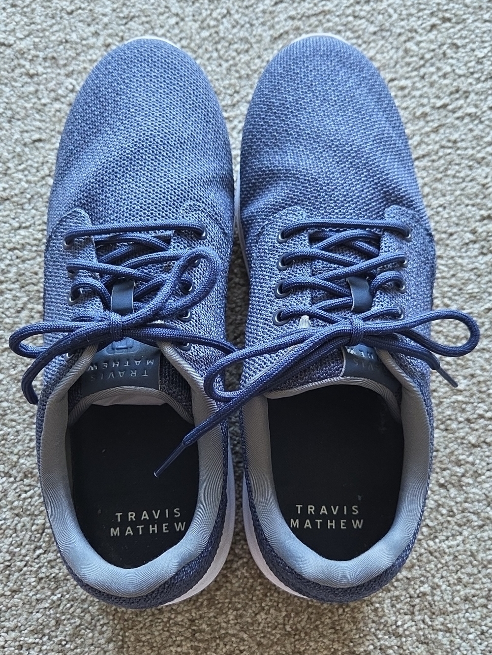 Travis Mathew Men’s Knit Lace-Up Sneakers in Navy Blue
